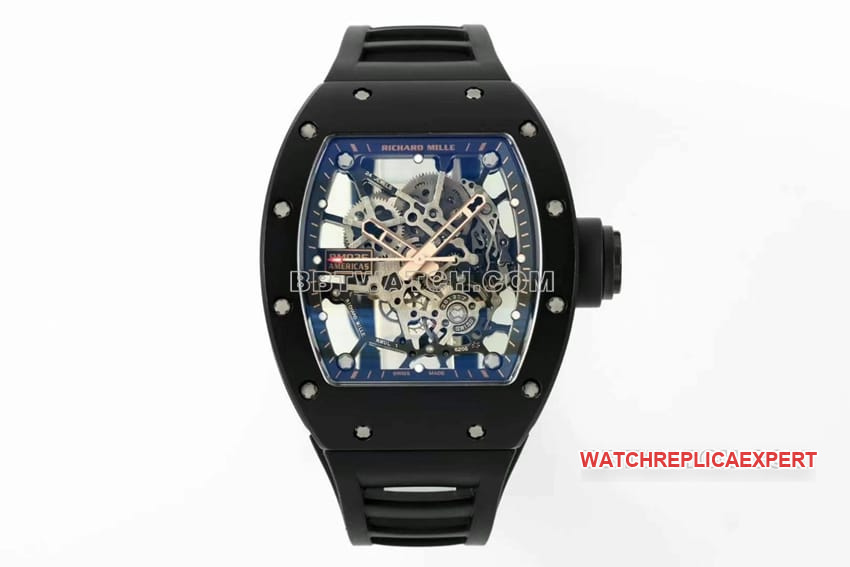 Men's Richard Mille RM 035 1:1 Top Replica Skeleton Dial Mechanical Watch with Yellow Gold Case Richard Mille