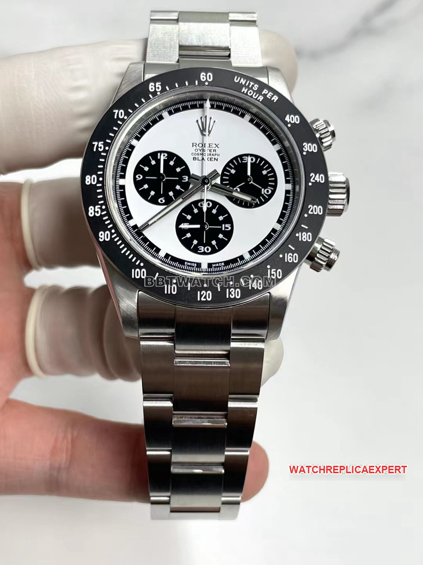 Clean FactoryRolexDaytonatop-tier 1:1super clone white panda plate 4130steel bracelet front live photo