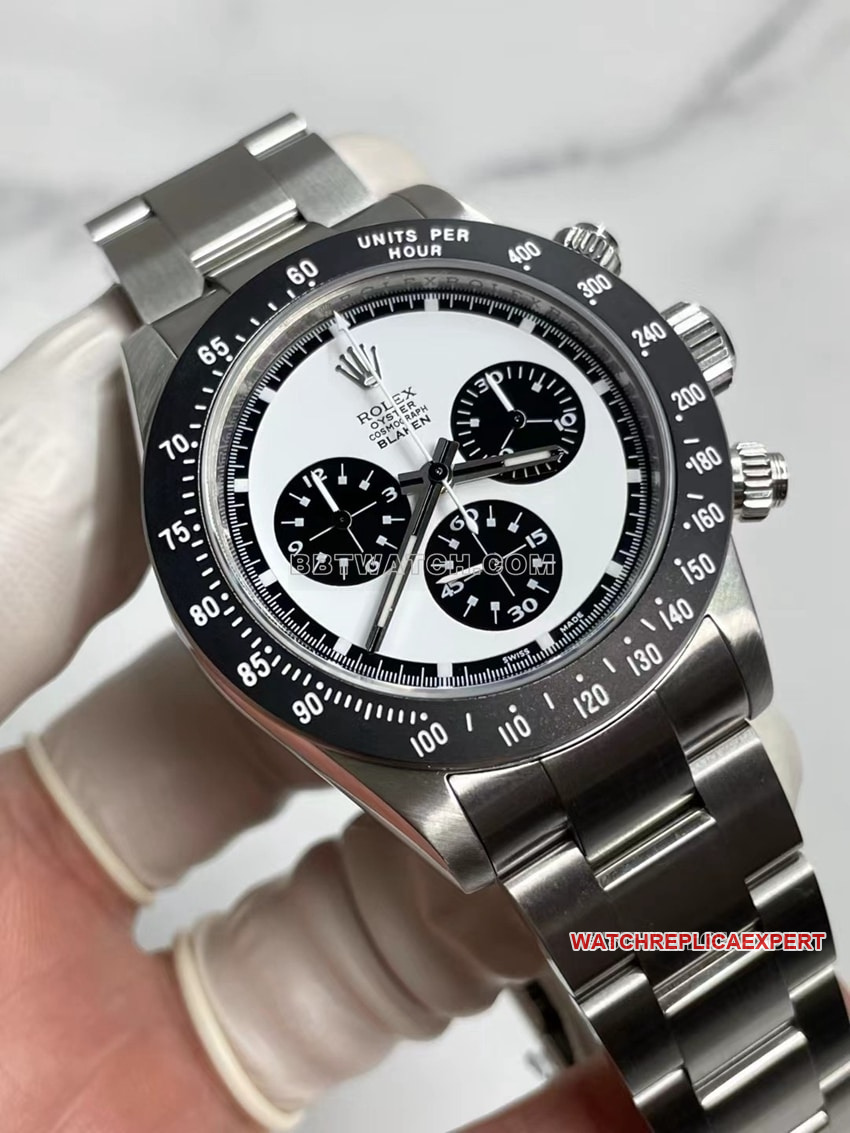 Clean FactoryRolexDaytonatop-tier 1:1super clone white panda plate 4130steel bracelet front live photo