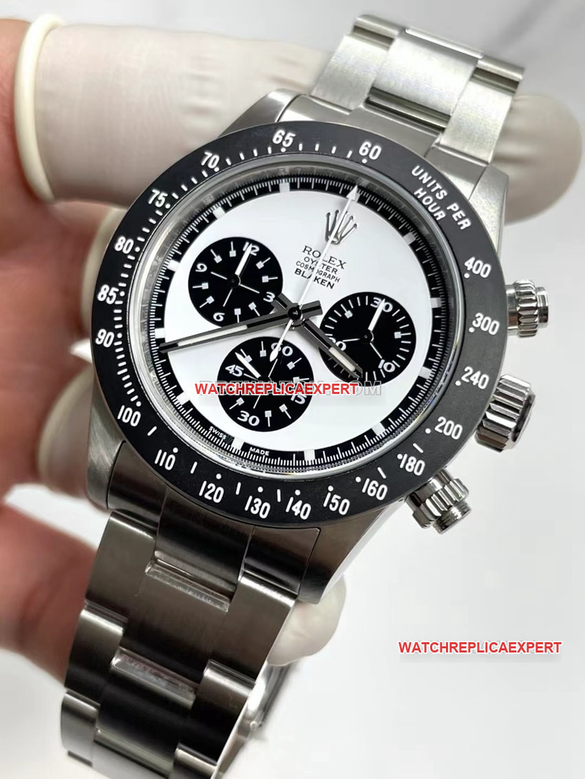 Clean FactoryRolexDaytonatop-tier 1:1super clone white panda plate 4130steel bracelet front live photo