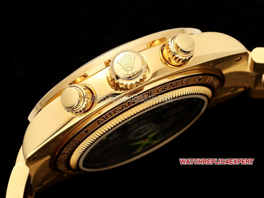RolexDaytona1:1super clonewhite dial4130yellow goldsteel bracelet side live photo