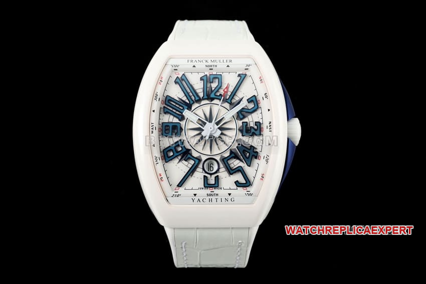 T+plus Factory Famulan V45 Reloj réplica mecánico con esfera blanca y azul, caja de cerámica de 45 mm