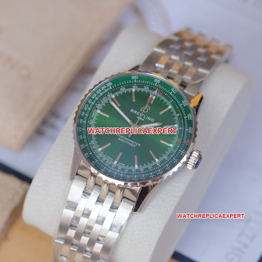 Breitling aviation chronographsuper clonegreen dialA17329371L1A1front live photo