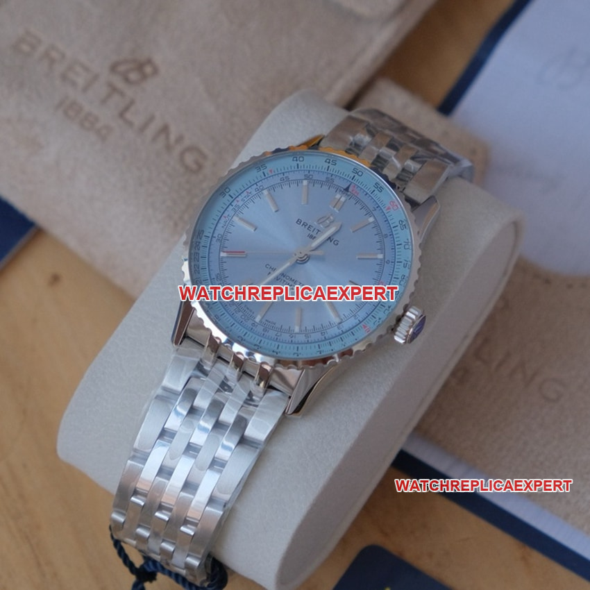 Breitling aviation chronograph1:1top-tier replicablue dialA17329171C1A1front live photo