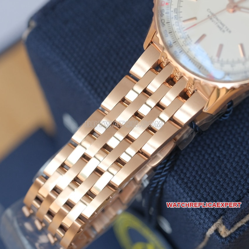 Breitling aviation chronographtop-tier 1:1super clone silver white dialrose goldR17329F41G1R1front live photo