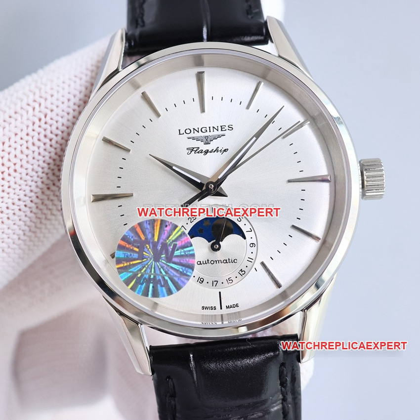 TW Factory Longines Classic Collectversilberte mechanische Mondphasenuhr L4.815.4.72.2 Sonne, Mond und Sterne