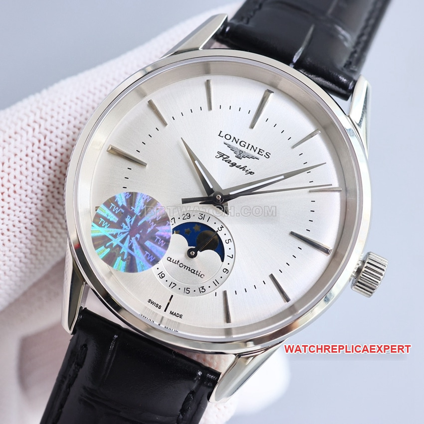 TW factory Longines classic replicatop-tier replicasilver dialmoon phaseL4.815.4.72.2front live photo