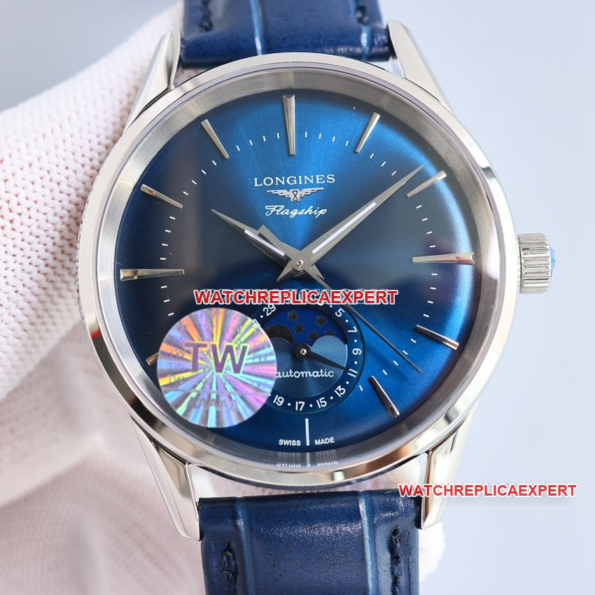 TW Factory Longines Classic CollectOriginal Factory Super A Super Clone, blaues Zifferblatt, Mondphase, Sonne, Mond und Sterne, mechanische Uhr L4.815.4.92.2
