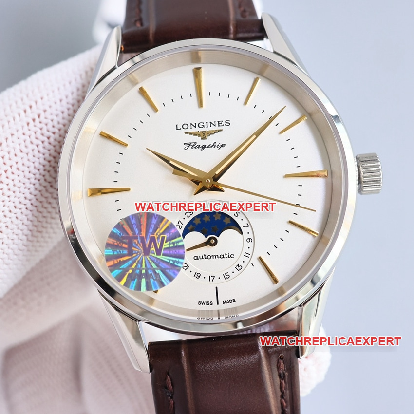 TW Factory Longines Classic CollectOriginal Factory Super A Fine Imitation Beige Dial Sun, Moon & Stars Mechanische Mondphasenuhr L4.815.4.78.2