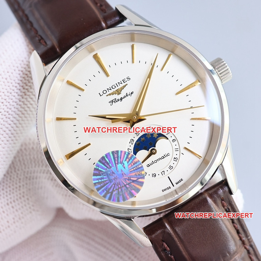 TW factory Longines classic replica1:1super clone beige dialmoon phaseL4.815.4.78.2front live photo