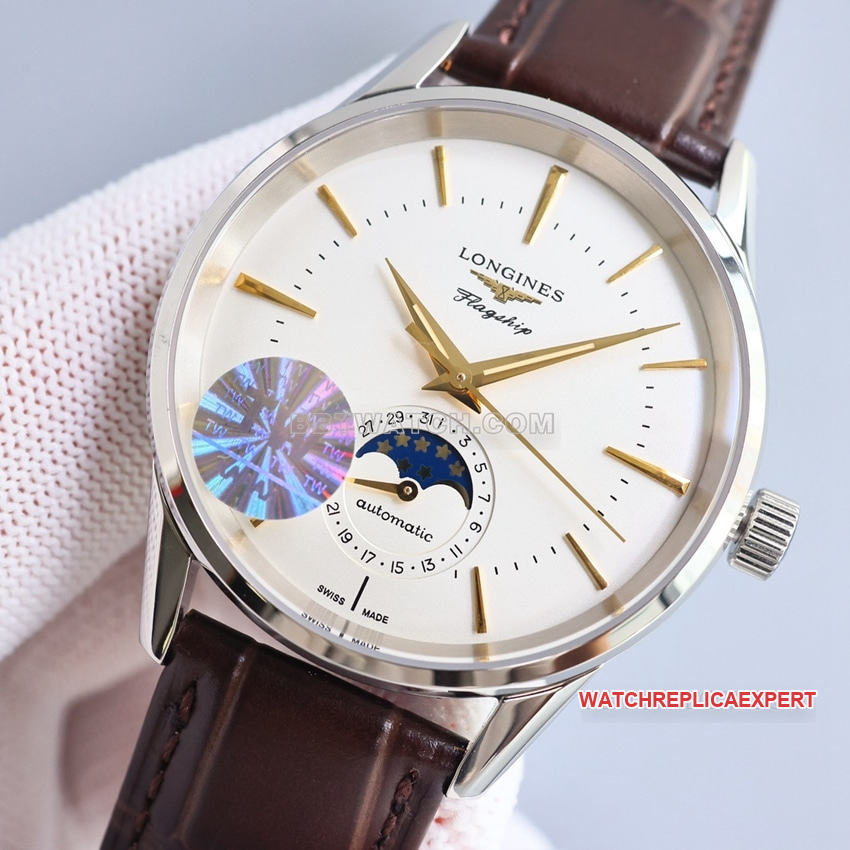 TW factory Longines classic replica1:1super clone beige dialmoon phaseL4.815.4.78.2front live photo