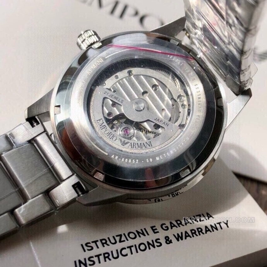 Armani super clone blue hollow disc steel bracelet caseback live photo