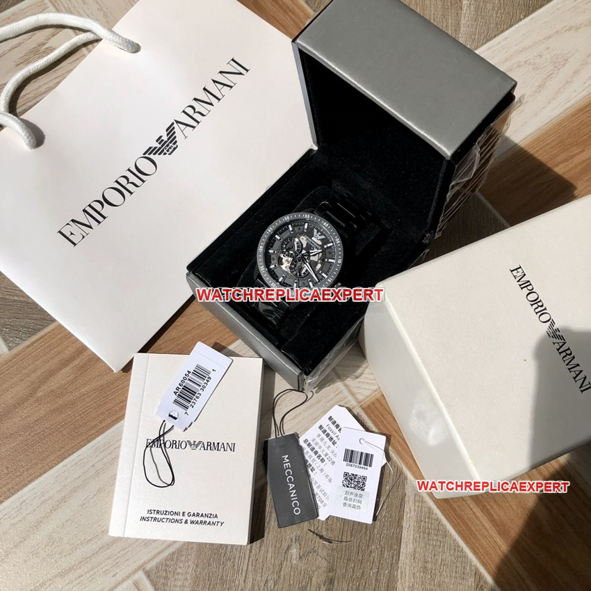 Armani top-tier 1:1high-quality replica black hollow plate steel bracelet model overall live photos