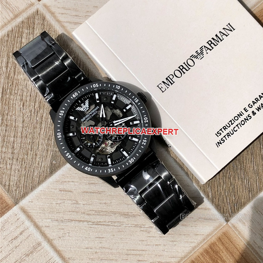 Armani top-tier 1:1high-quality replica black hollow disc steel bracelet front live photo