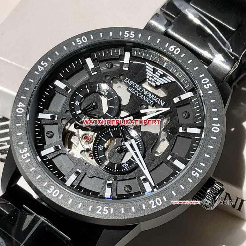 Armani top-tier 1:1high-quality replica black hollow disc steel bracelet front live photo