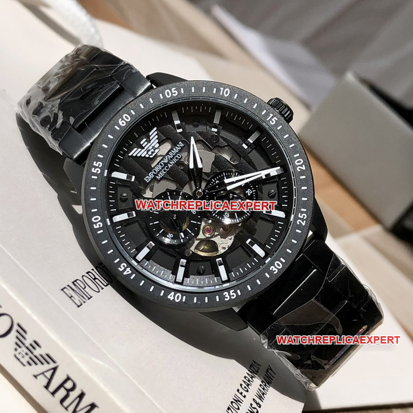 Armani top-tier 1:1high-quality replica black hollow disc steel bracelet front live photo
