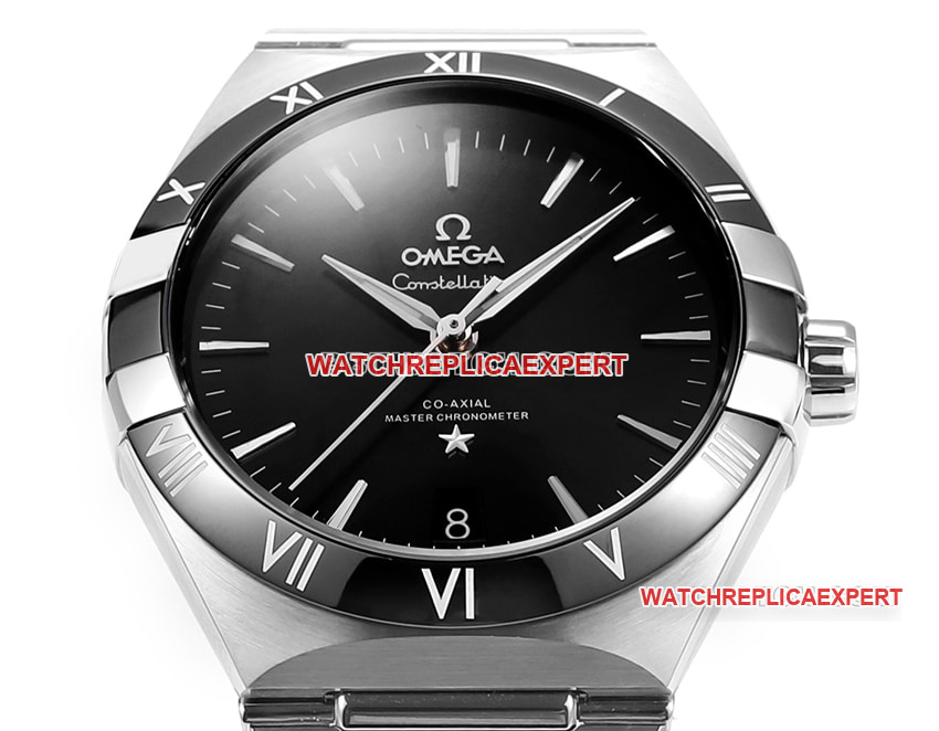 V+ Factory Omega Constellation 1:1super cloneblack dialsteel bracelet model 131.33.41.21.01.001front live photo
