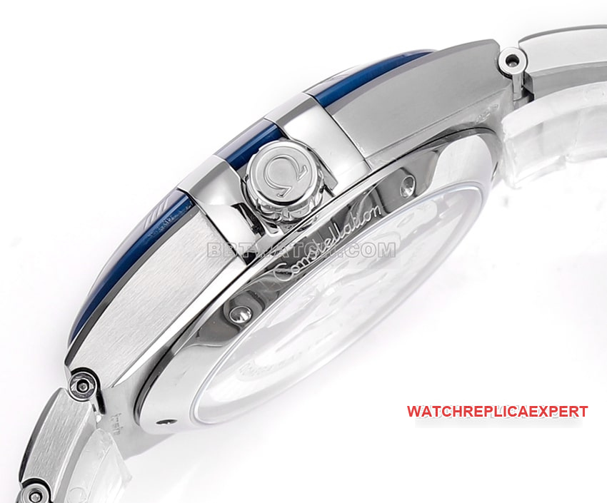 V+ factory Omega constellation super cloneblue dialsteel bracelet model 131.33.41.21.03.001side live photo