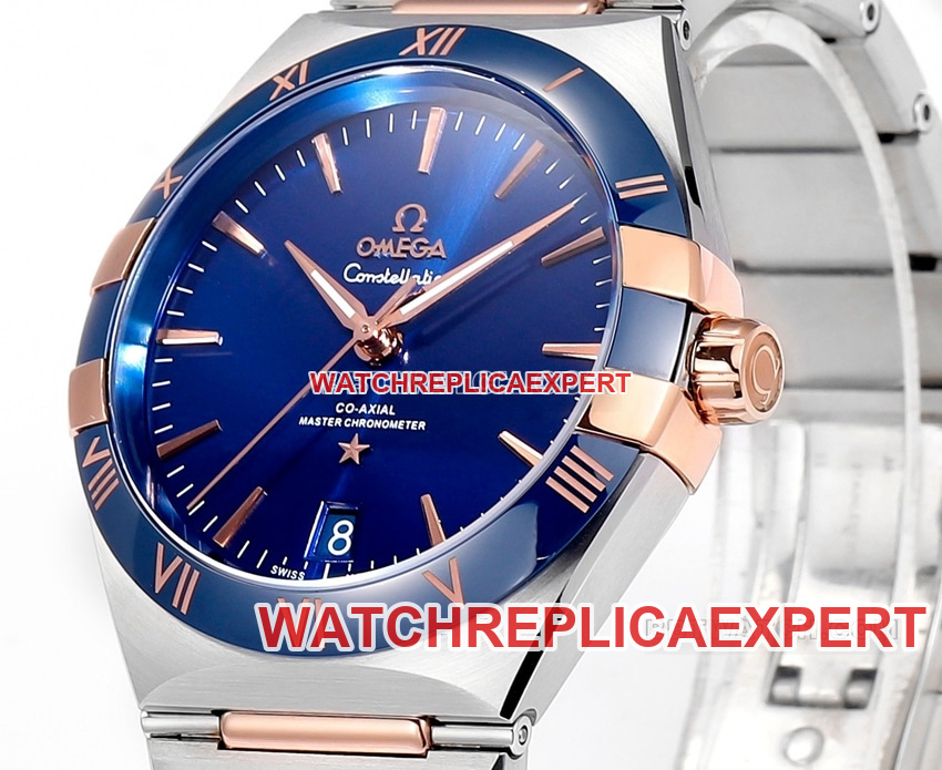 V+ Factory Omega Constellation top-tier replicablue dialsteel bracelet model 131.23.41.21.03.001front live photo