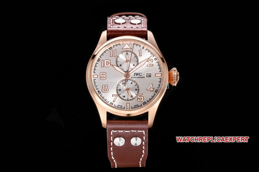 TW Factory IWC IWC IWC Pilot's Watch 1:1 Super A Replica Red Gold Silver Dial Mechanical Chronograph with Power Reserve Indicator