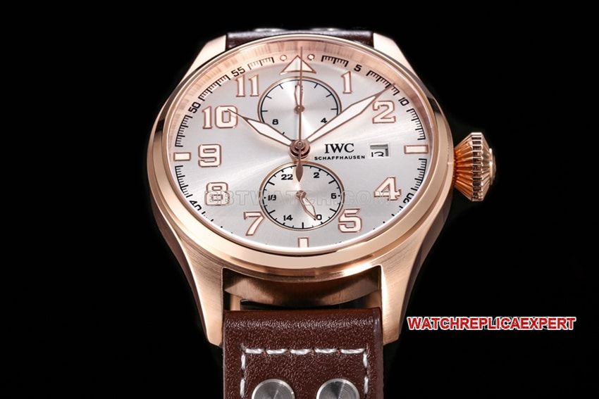 TW factory IWC pilot Original Factory super clone red gold brown dial chronographfront live photo