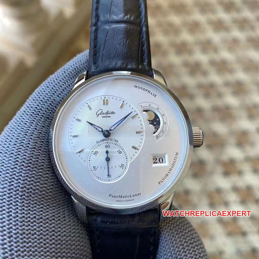 APS Factory Glashütte Original Eccentric Series 1:1 Top Replica White Dial Mechanical Watch 1-90-02-42-32-50