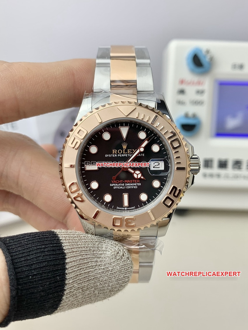Rolex C Factory Yacht-Master 268621 37 mm Esfera negra Oro rosa 1:1 Super A super clon Reloj mecánico