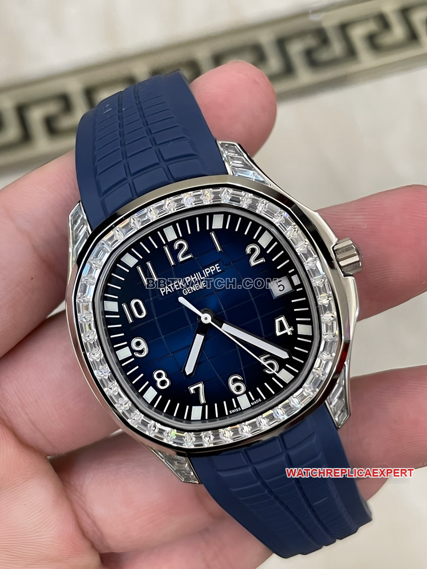 Patek Philippe Top Original Factory Super Clone Aquanaut Blue Dial Diamond-Set Mechanical Rubber Model