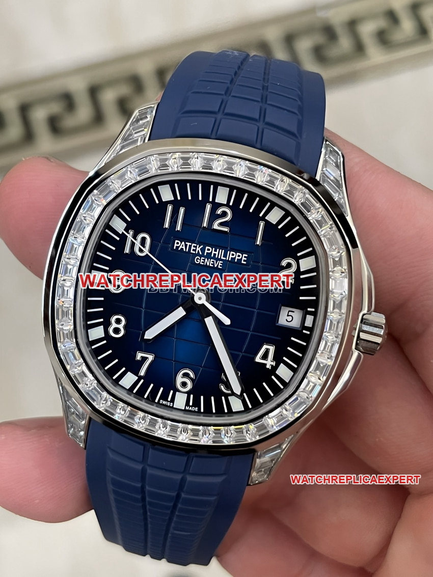 Patek Philippetop-tier 1:1super clone grenade blue dial diamond rubber style front live photo