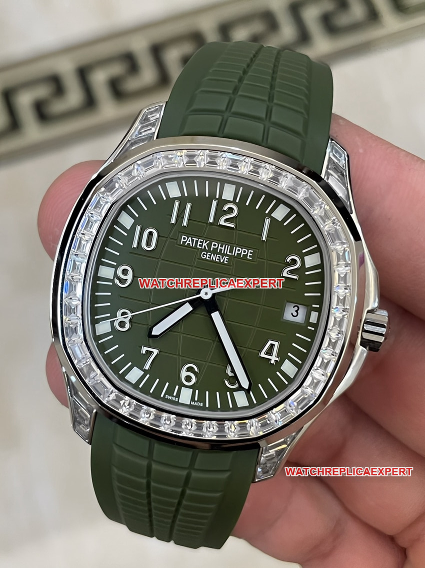Patek Philippetop-tier Collectgrenade green dial diamond rubber model front live photo