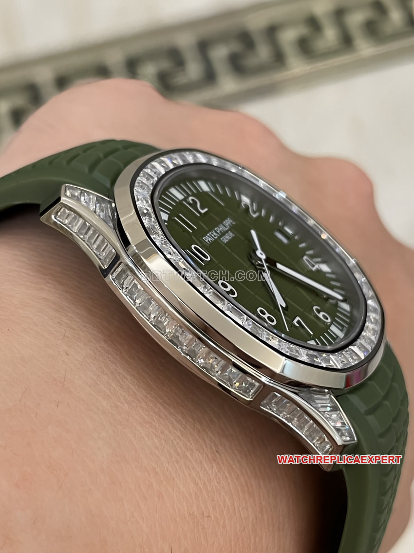 Patek Philippetop-tier Collectgrenade green dial diamond rubber model side live photo