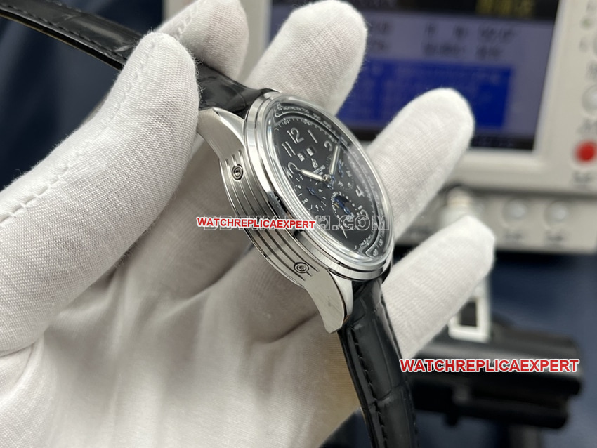 GF FactoryBreitling super cloneblack dial annual calendar leather strap side live photo