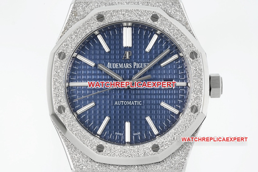 ZF factory Audemars Piguet Royal Oak top 1:1 imitation blue plate frost gold 15410BC front real picture