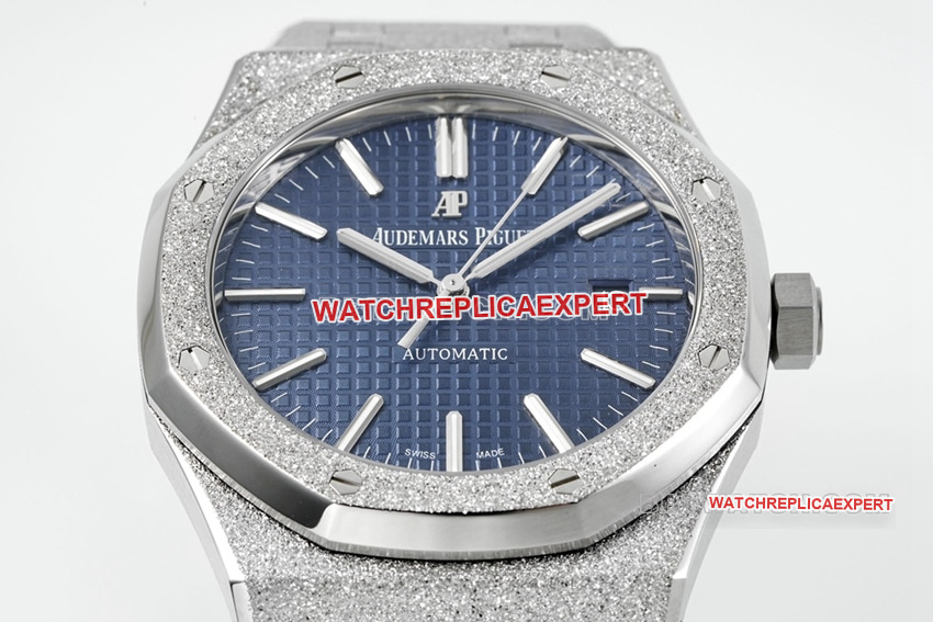 ZF factory Audemars Piguet Royal Oak top 1:1 imitation blue plate frost gold 15410BC front real picture