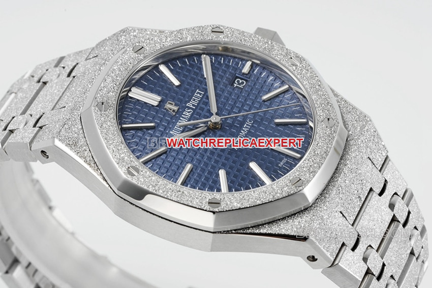 ZF factory Audemars Piguet Royal Oak top 1:1 imitation blue plate frost gold 15410BC front real picture