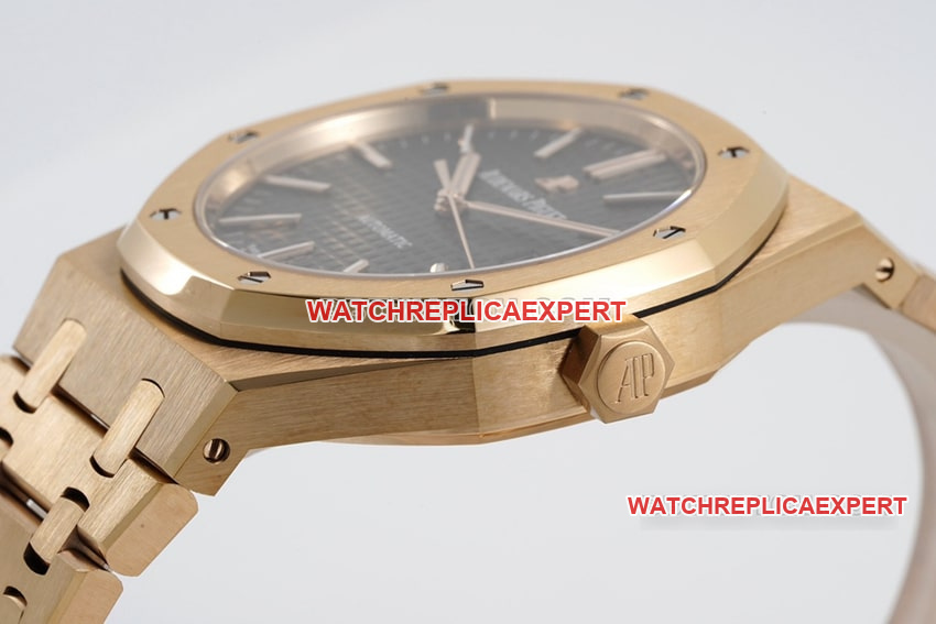 ZF Factory Audemars Piguet Royal Oak Top CollectBlack Plate Rose Gold 15400OR Back Actual Picture