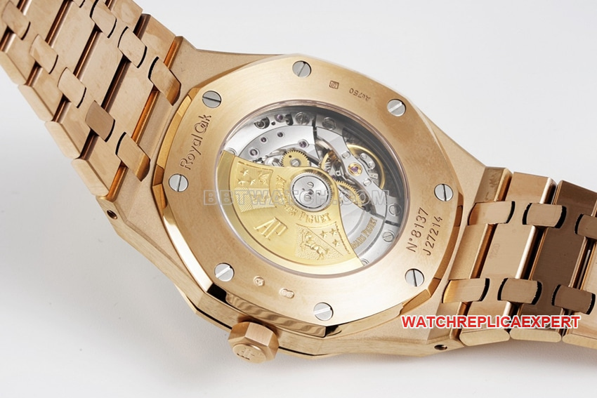 ZF Factory Audemars Piguet Royal Oak Top CollectBlack Plate Rose Gold 15400OR Back Actual Picture