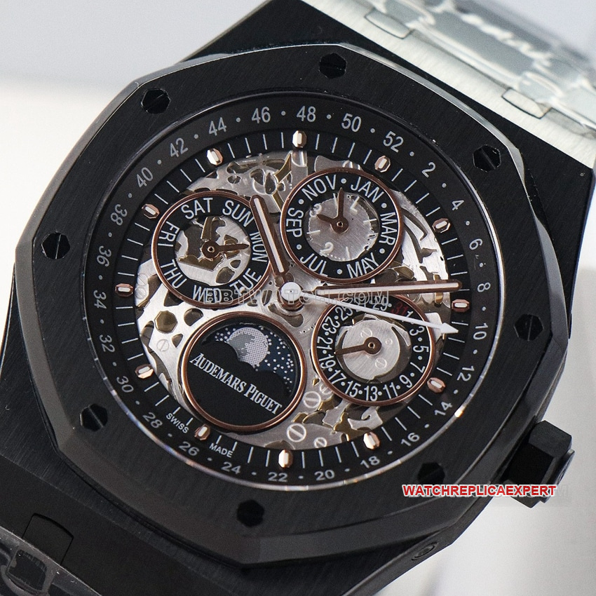 Audemars PiguetRoyal Oak1:1super clone skeleton plate perpetual calendar 26585CEfront live photo