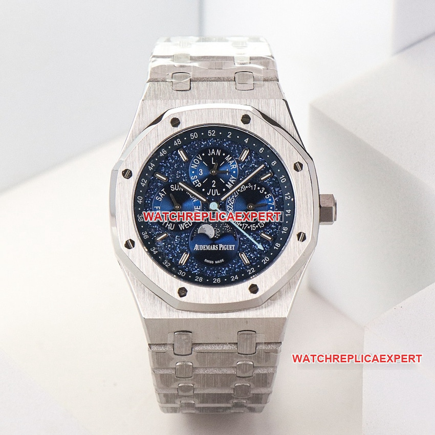 Audemars Piguet Royal Oak 1:1 Super A Imitation Blue Dial Perpetual Calendar Mechanical Watch 26574ST