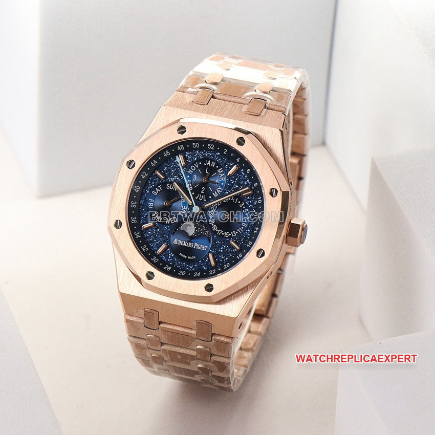 Audemars PiguetRoyal Oak1:1top-tier replicablue dialrose gold26574ORfront live photo