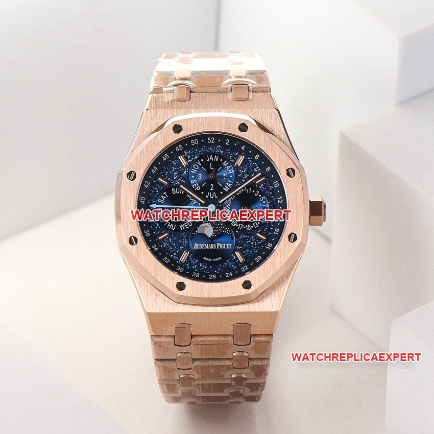 Audemars Piguet Royal Oak 1:1 Top Replica Blue Dial Rose Gold Mechanical Watch 26574OR, 41MM Custom Cal.5134