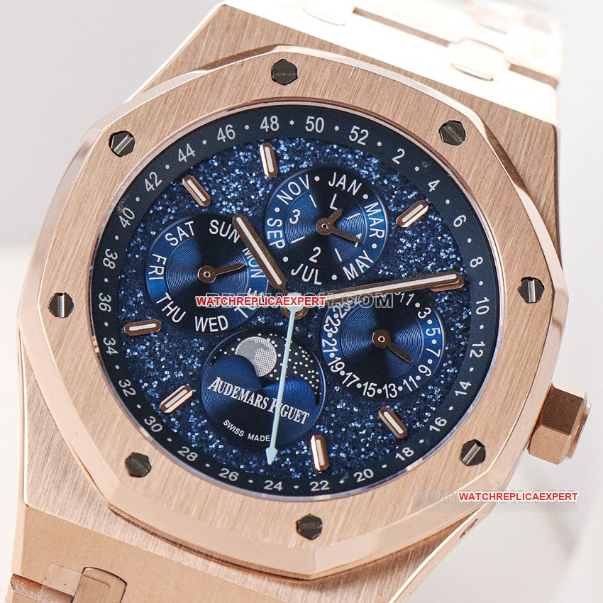 Audemars PiguetRoyal Oak1:1top-tier replicablue dialrose gold26574ORfront live photo