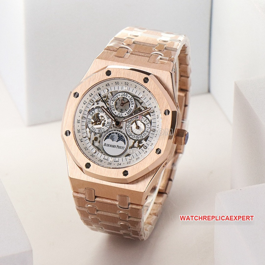 Audemars PiguetRoyal Oaktop-tier 1:1high-quality replica hollow plate rose goldfront live photo