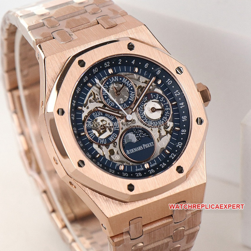 Audemars PiguetRoyal Oaktop-tier 1:1super clone black hollow plate rose goldfront live photo