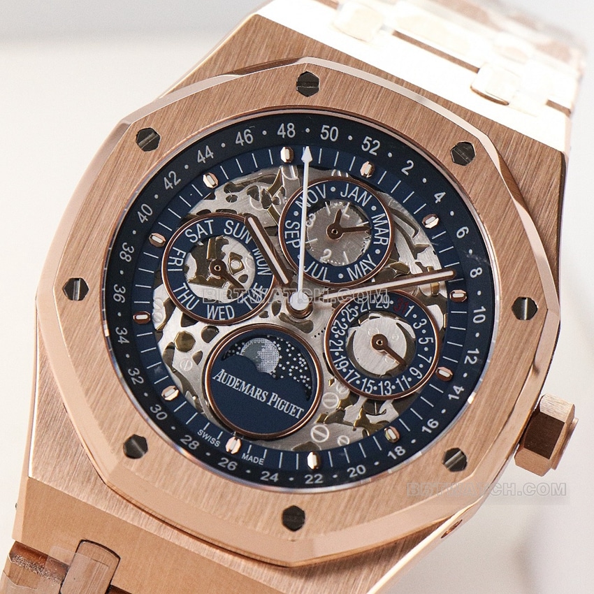 Audemars PiguetRoyal Oaktop-tier 1:1super clone black hollow plate rose goldfront live photo