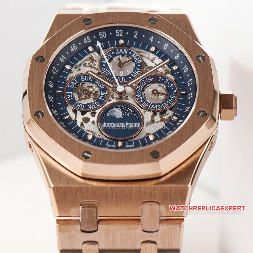 Audemars PiguetRoyal Oaktop-tier 1:1super clone black hollow plate rose goldfront live photo