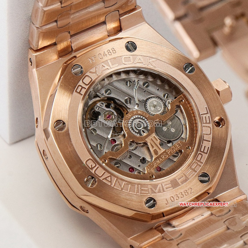 Audemars PiguetRoyal Oaktop-tier 1:1super clone black hollow plate rose goldcaseback live photo