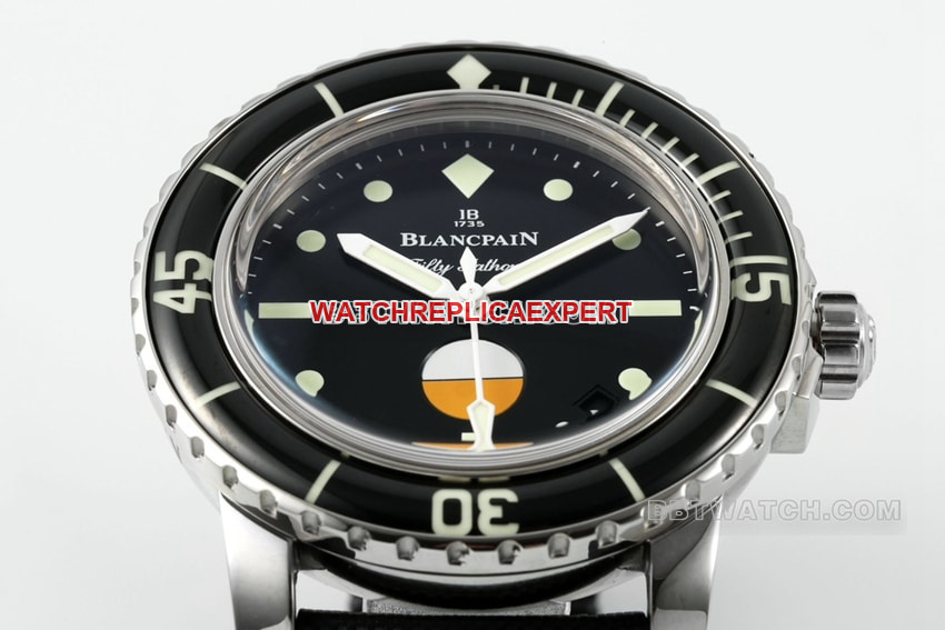 ZF FactoryBlancpain fifty fathoms super cloneblack dial humidity indicator 5008-1130-B52Afront live photo