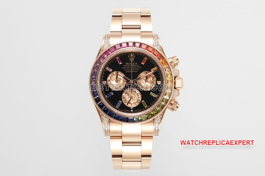 ZF Rolex Daytona 116595 RBOW Top 1:1 Super Clone Rainbow in 18k Rose Gold Mechanical Watch