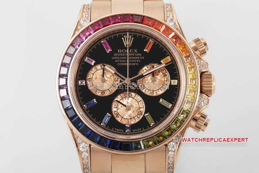 ZF FactoryRolexDaytonatop-tier 1:1super clone rainbow di rose gold116595 RBOWfront live photo